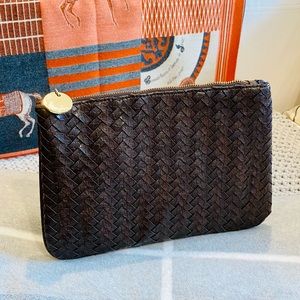 Neiman Marcus Brown Woven Clutch Bag